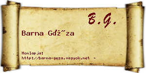 Barna Géza névjegykártya