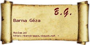 Barna Géza névjegykártya